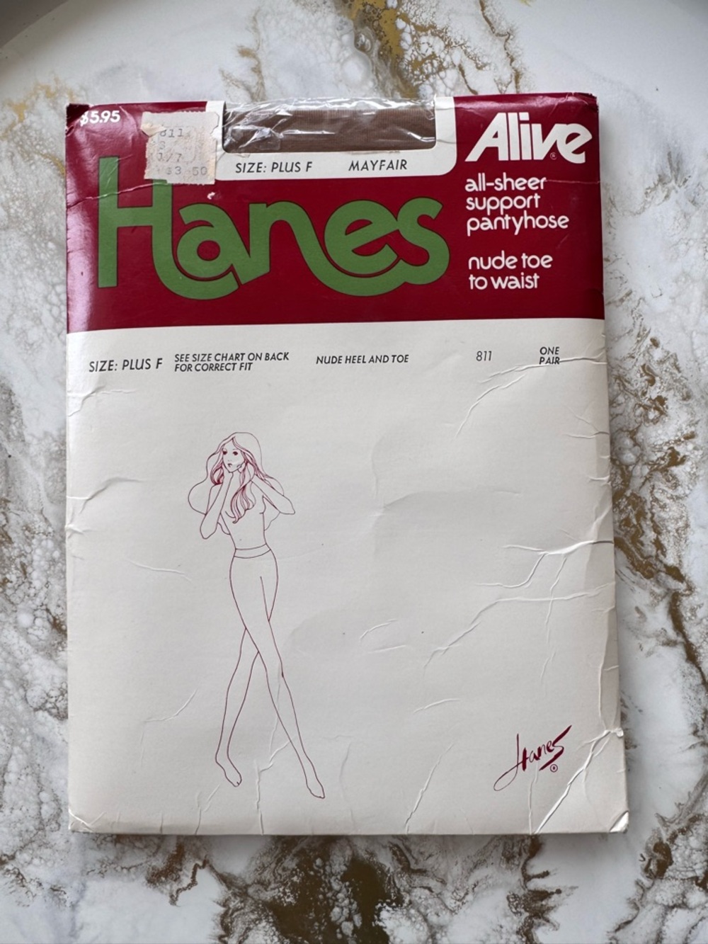 New Vintage HANES Alive All Sheer Support Pantyhose Mayfair Size Plus F